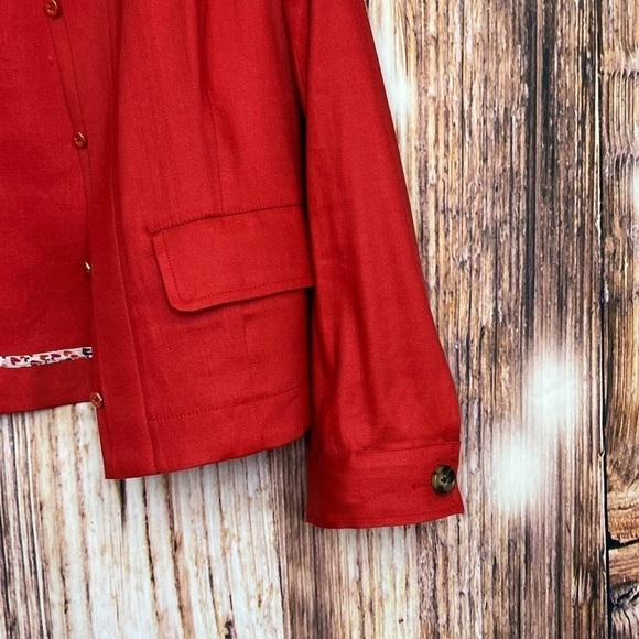 CAbi Red Valentine Linen Blend Blazer Jacket Size Medium - Picture 6 of 12